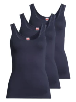 con-ta Damen Unterhemd - 3er Pack Feinripp in blau