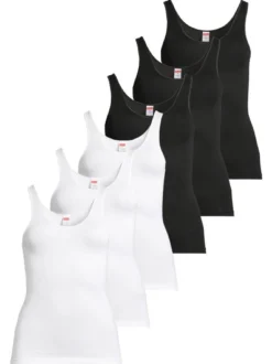 con-ta Damen Unterhemd - 6er Pack Modal in schwarz
