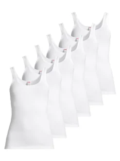 con-ta Damen Unterhemd - 6er Pack Feinripp in weiß