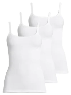 con-ta Damen Unterhemd - 3er Pack Feinripp in weiß