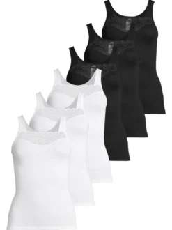 con-ta Damen Unterhemd - 6er Pack Modal in schwarz