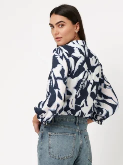 DESOTO Damen Bluse - Pia in blau - Ärmel: langarm