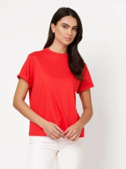 DESOTO Damen Shirt - Alexa in rot - Ausschnitt: Rundhals