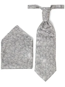 Digel Herren Plastron mit Einstecktuch in hellgrau marine