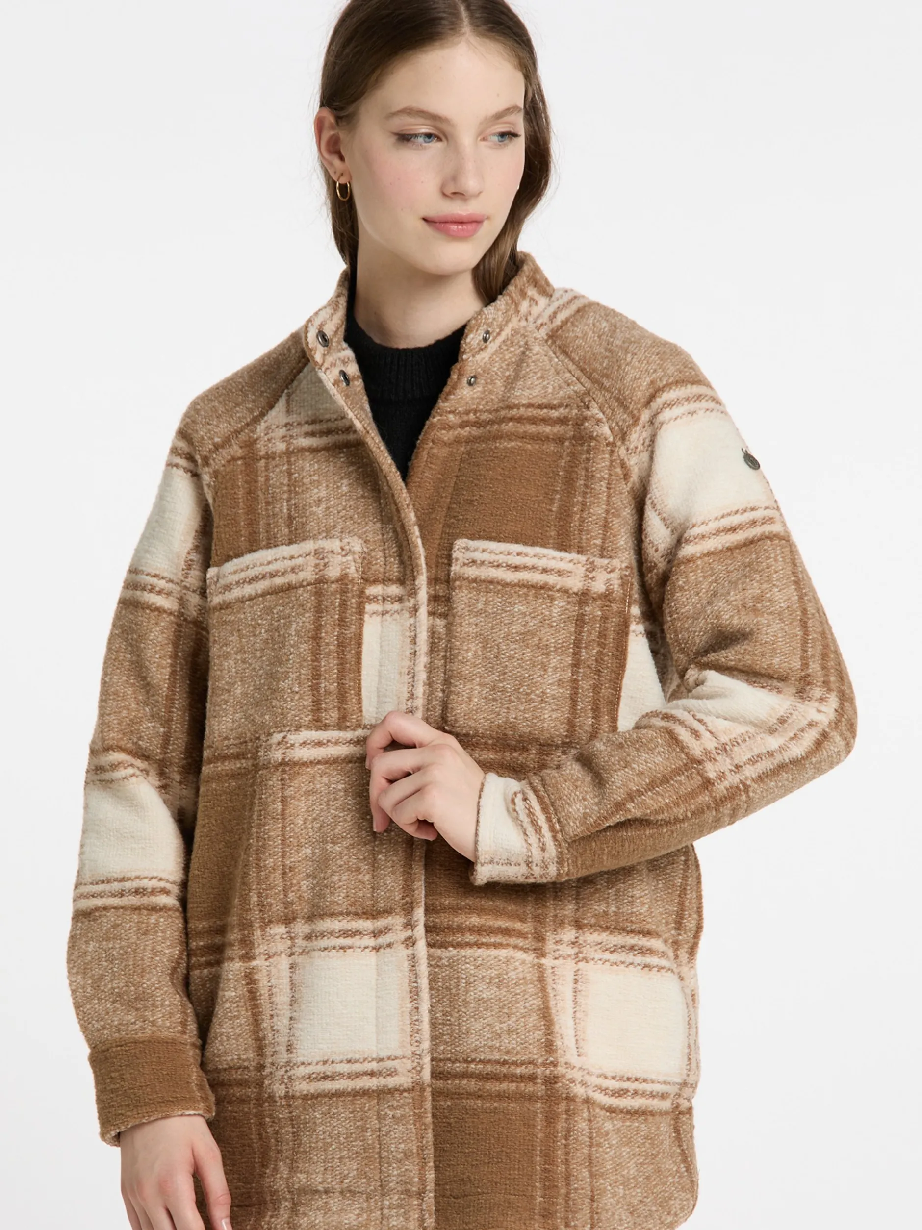 Dreimaster Damen Übergangsjacke aus Wollgemisch in camel ecru