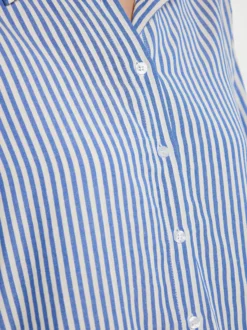 Dreimaster Damen Bluse in blau - Ausschnitt: ohne Kragen