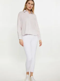 Dreimaster Damen Bluse in lila - Ausschnitt: ohne Kragen