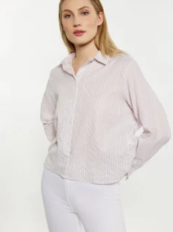 Dreimaster Damen Bluse in lila - Ausschnitt: ohne Kragen