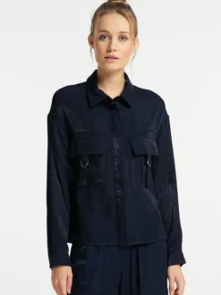 Dreimaster Damen Bluse in marine - Ausschnitt: Envelope