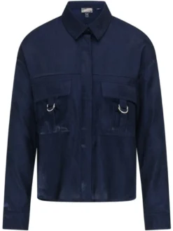 Dreimaster Damen Bluse in marine - Ausschnitt: Envelope