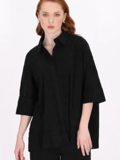 Dreimaster Damen Bluse in schwarz