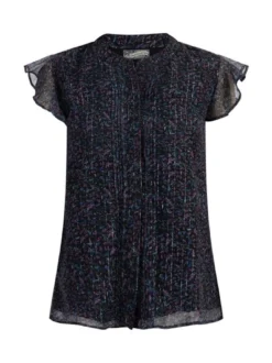 Dreimaster Damen Blusenshirt mit Rüschenärmeln in schwarz