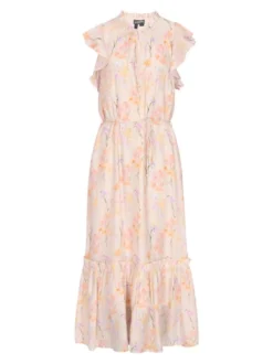Dreimaster Damen Kleid in aprikot - Ausschnitt: Rundhals