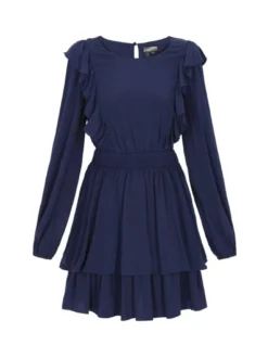 Dreimaster Damen Kleid in blau - Ausschnitt: Rundhals