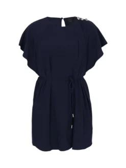 Dreimaster Damen Kleid in blau - Ausschnitt: Rundhals
