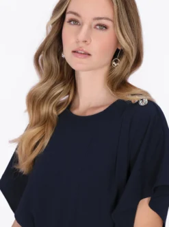 Dreimaster Damen Kleid in blau - Ausschnitt: Rundhals