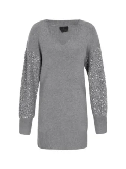 Dreimaster Damen Kleid in grau - Länge: mittel