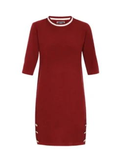Dreimaster Damen Kleid in rot - Ausschnitt: Rundhals