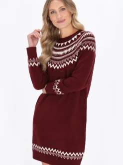 Dreimaster Damen Kleid in rot - Ausschnitt: Rundhals