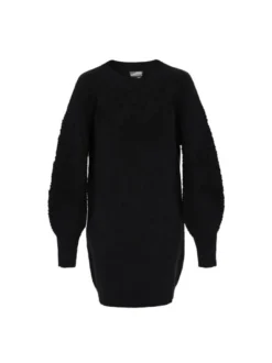 Dreimaster Damen Kleid in schwarz - Ausschnitt: Rundhals