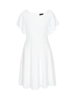 Dreimaster Damen Kleid in weiß - Ausschnitt: Rundhals