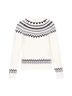 Dreimaster Damen Pullover in weiß - Ausschnitt: Rundhals