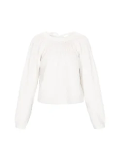 Dreimaster Damen Pullover in weiß - Ausschnitt: Rundhals