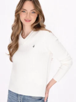 Dreimaster Damen Pullover in weiß