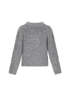 Dreimaster Damen Pullover in grau - Ausschnitt: Rundhals