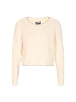 Dreimaster Damen Pullover in weiß - Ausschnitt: Rundhals