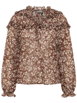 Dreimaster Damen Rüschenbluse in braun