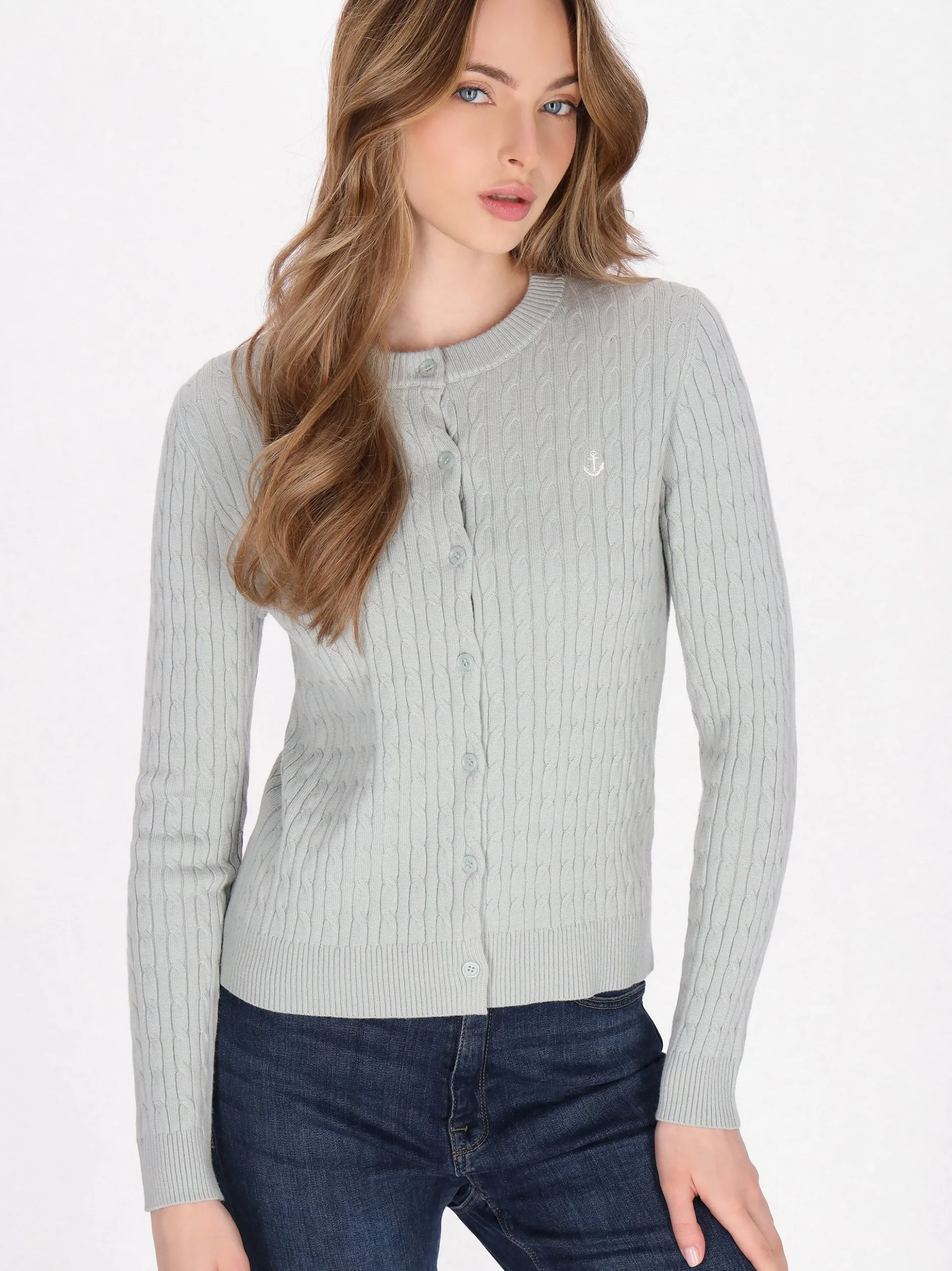 Dreimaster Damen Strickjacke in grün