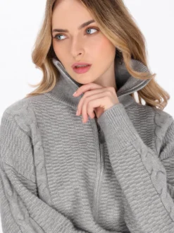 Dreimaster Damen Strickjacke in grau