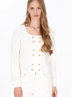 Dreimaster Damen Strickjacke in weiß