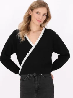Dreimaster Damen Strickjacke in schwarz
