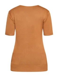 Dreimaster Damen T-Shirt in camel - Ausschnitt: Rundhals