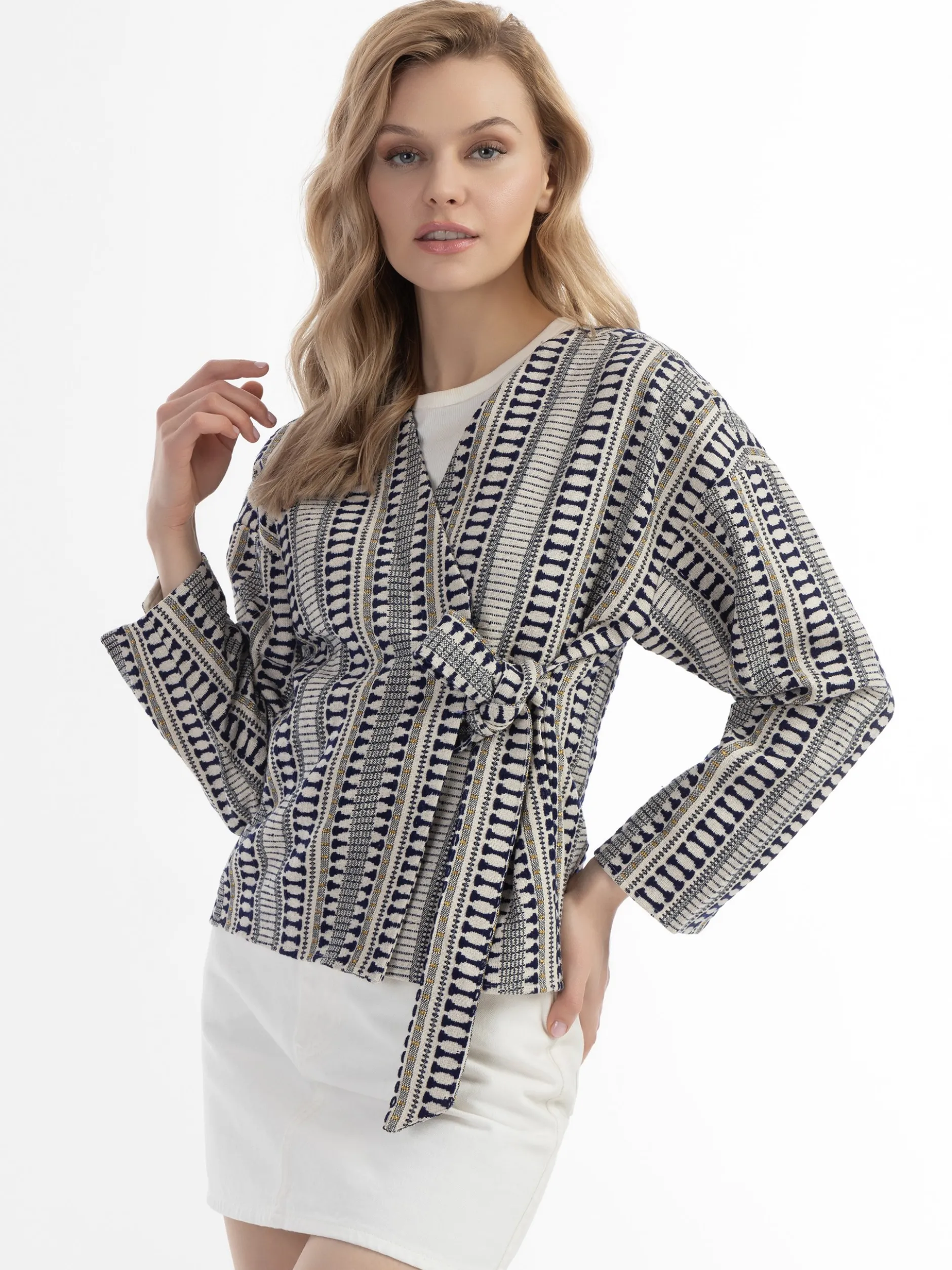 Dreimaster Damen Wickeljacke in marine