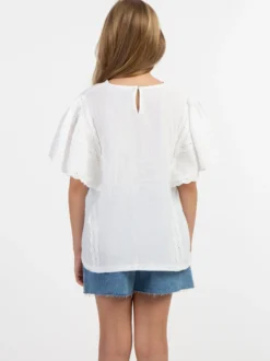 Dreimaster Mädchen Blusenshirt mit Spitze in weiß