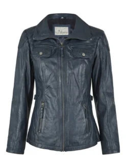 7 eleven Damen Lederjacke - SEMERLE in blau