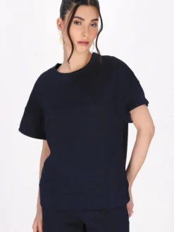 Faina Damen Bluse in marine - Ausschnitt: Rundhals