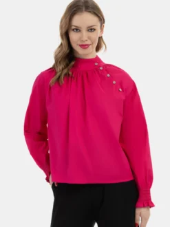 Faina Damen Bluse in pink - Ausschnitt: ohne Kragen