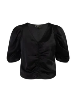 Faina Damen Drapiertes Top in schwarz