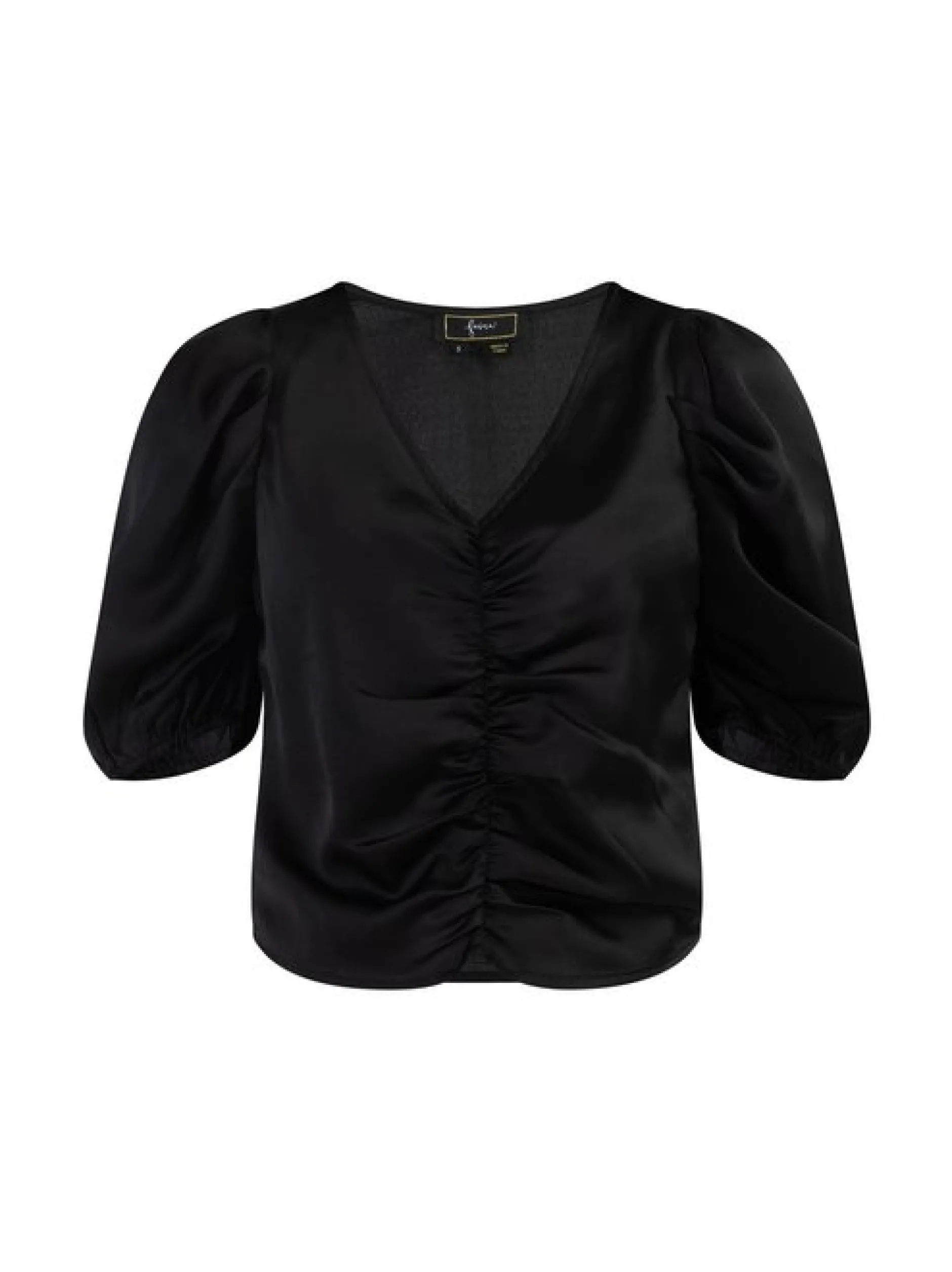 Faina Damen Drapiertes Top in schwarz