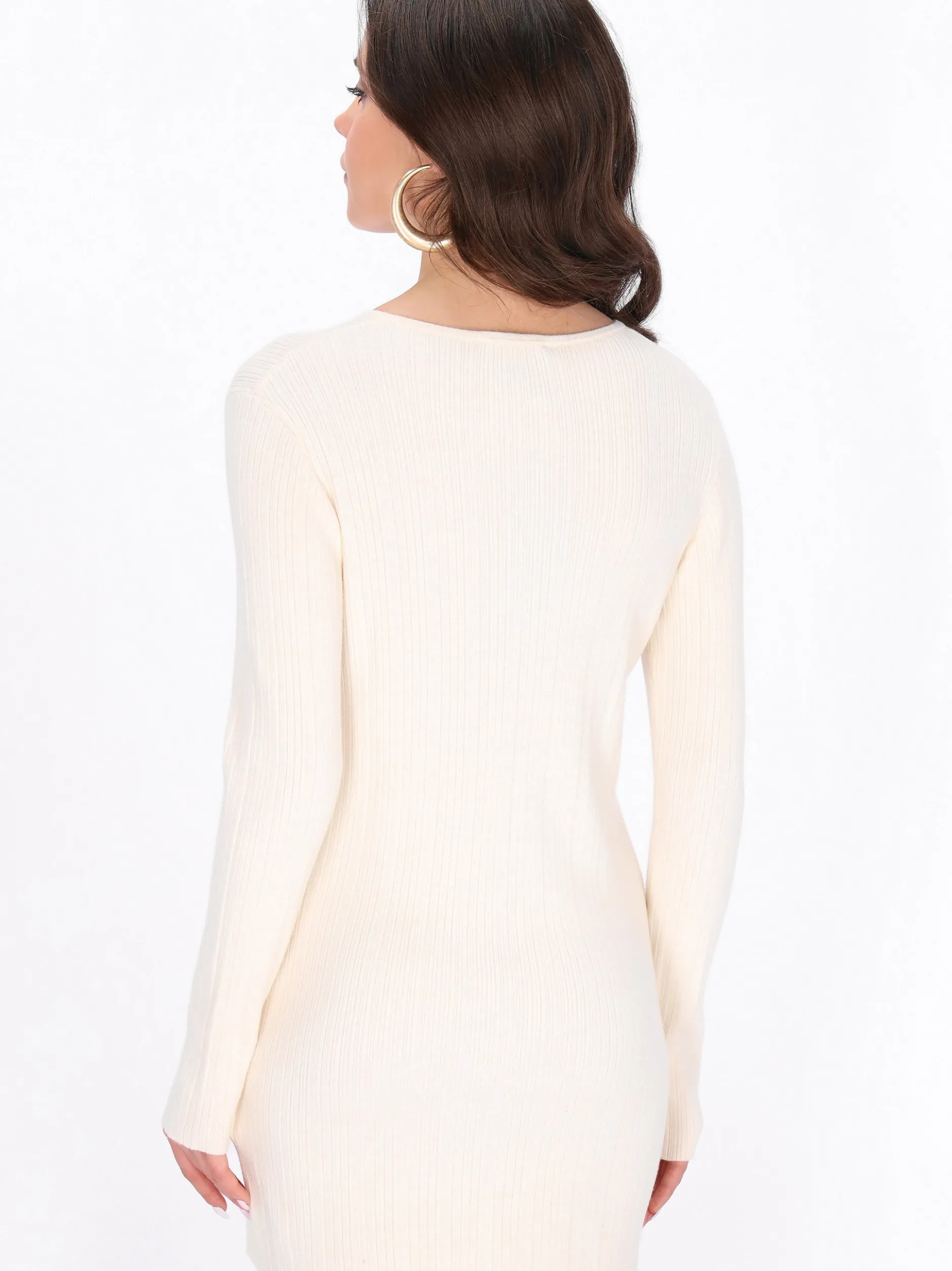 Faina Damen Kleid in beige - Ausschnitt: Rundhals