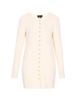 Faina Damen Kleid in beige - Ausschnitt: Rundhals