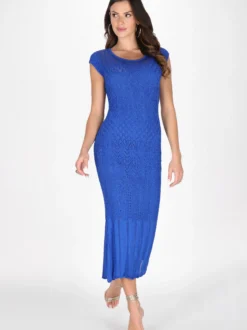 Faina Damen Kleid in blau - Ausschnitt: Rundhals