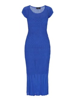 Faina Damen Kleid in blau - Ausschnitt: Rundhals