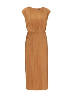 Faina Damen Kleid in camel - Ausschnitt: Rundhals