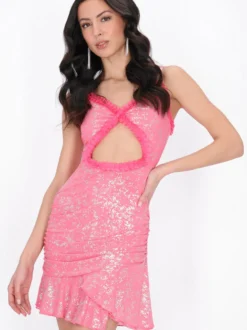 Faina Damen Kleid in rosa - Länge: mittel
