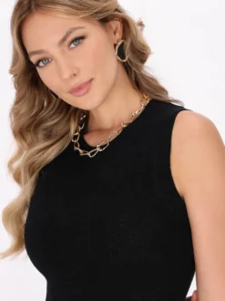 Faina Damen Kleid in schwarz - Ausschnitt: Rundhals